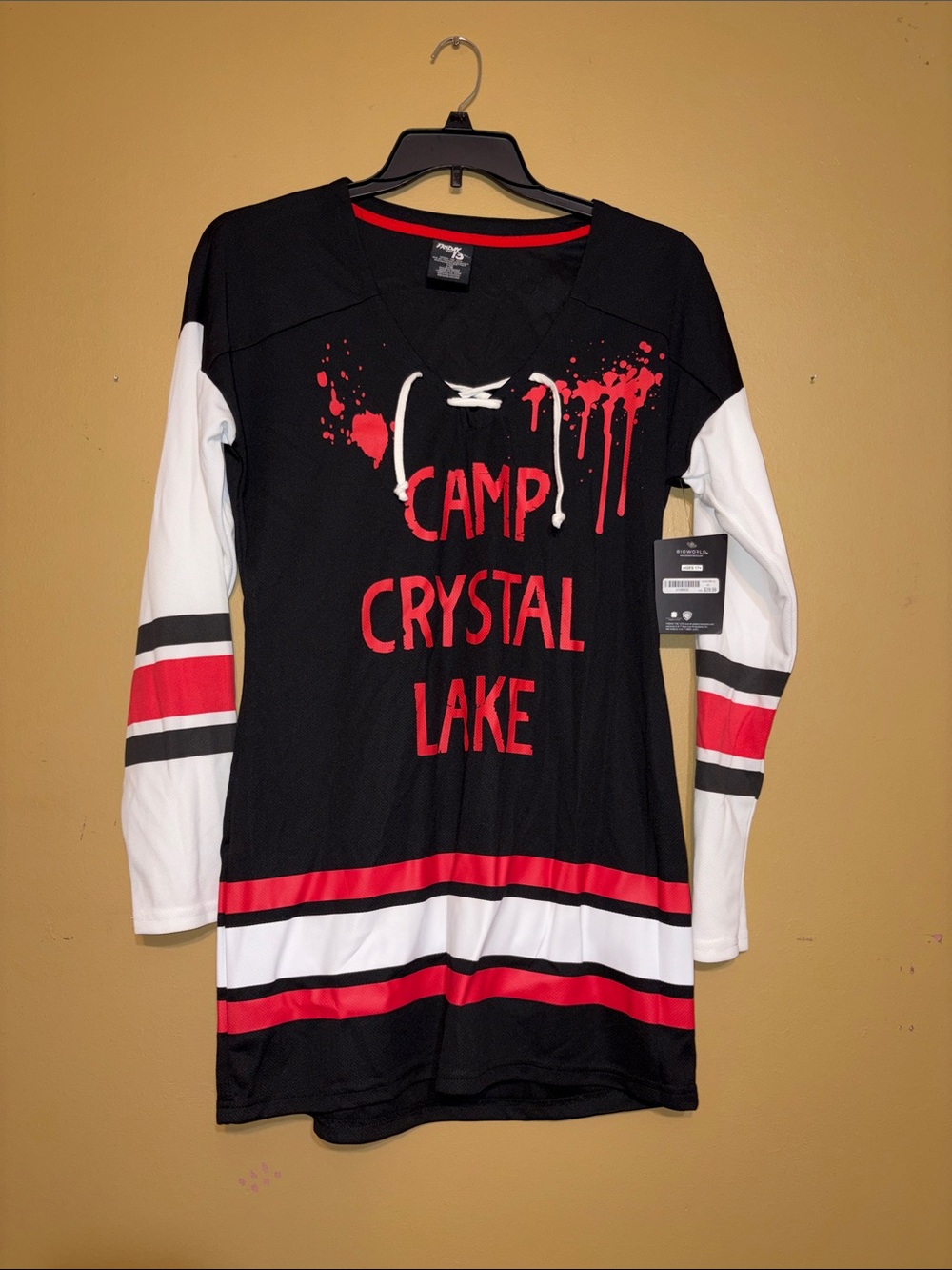 NWT Bioworld Women's Large Camp Crystal Lake Hockey-Style Long Sleeve Dress